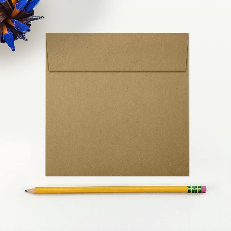 LUXPaper Square Invitation Envelopes | Peel & Press | 5 1/2" x 5 1/2" | Grocery Bag Brown | 70lb. Text | 50 Qty - Image 4